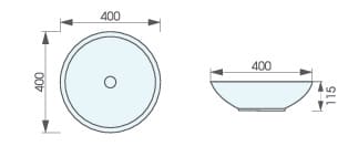 Bản vẽ kỹ thuật chậu lavabo đặt bàn ATMOR AT4030