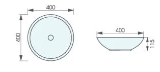 Bản vẽ kỹ thuật chậu lavabo đặt bàn ATMOR AT4030