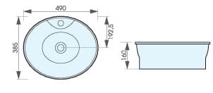 Bản vẽ kỹ thuật chậu lavabo đặt bàn ATMOR AT4065