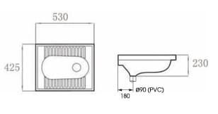 Bản vẽ kỹ thuật bồn cầu xổm Atmor AT5204S