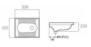 Bản vẽ kỹ thuật bồn cầu xổm Atmor AT5204S