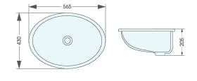 Bản vẽ kỹ thuật chậu lavabo âm bàn ATMOR AT105