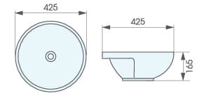 Bản vẽ kỹ thuật chậu lavabo đặt bàn ATMOR AT1363