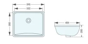 Bản vẽ kỹ thuật chậu lavabo âm bàn ATMOR AT3101