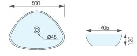Bản vẽ kỹ thuật chậu lavabo đặt bàn ATMOR AT40308