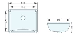 Bản vẽ kỹ thuật chậu lavabo âm bàn ATMOR AT4071