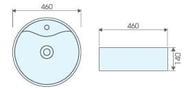 Bản vẽ kỹ thuật chậu lavabo đặt bàn ATMOR AT4104