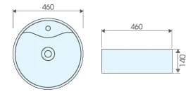 Bản vẽ kỹ thuật chậu lavabo đặt bàn ATMOR AT4104