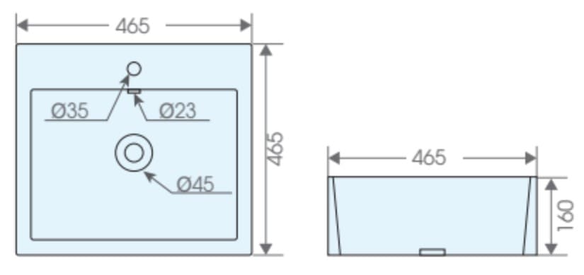 Bản vẽ kỹ thuật chậu lavabo đặt bàn ATMOR AT4243