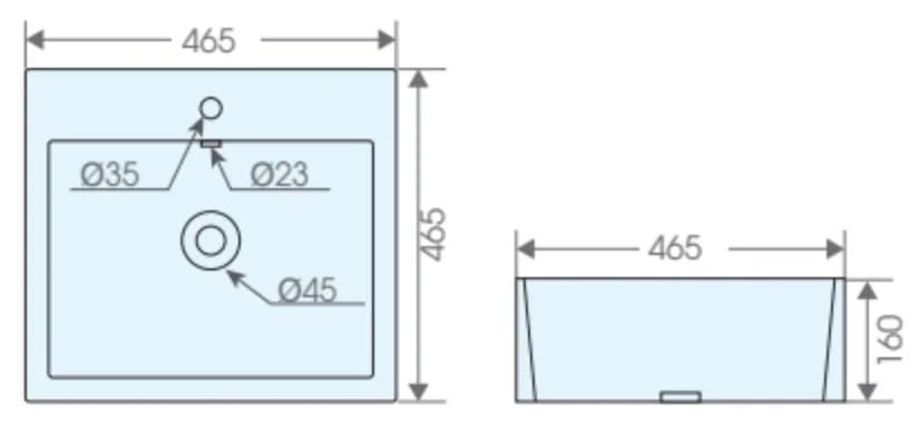 Bản vẽ kỹ thuật chậu lavabo đặt bàn ATMOR AT4243