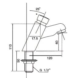 Bản vẽ kỹ thuật vòi bán tự động âm tường ATMOR AT1109