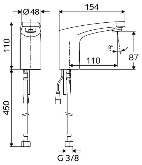 Bản vẽ kỹ thuật vòi tự ngắt lạnh Đức Schell 021690699