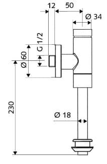 Bản vẽ kỹ thuật van xả tiếu nam kiểu nhấn Đức Schell 024770699