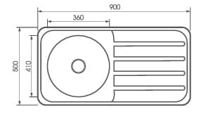 Bản vẽ kỹ thuật chậu rửa chén 1 hộc 1 bàn ATMOR AT-122C