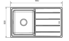 Bản vẽ kỹ thuật chậu rửa chén 1 hộc 1 bàn ATMOR AT-381C
