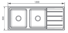 Bản vẽ kỹ thuật chậu rửa chén 2 hố 1 bàn ATMOR AT-387C