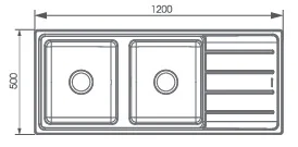 Bản vẽ kỹ thuật chậu rửa chén 2 hố 1 bàn ATMOR AT-387C
