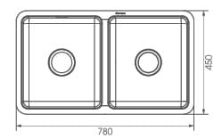 Chậu rửa chén 2 hố 78x45cm ATMOR AT-578A