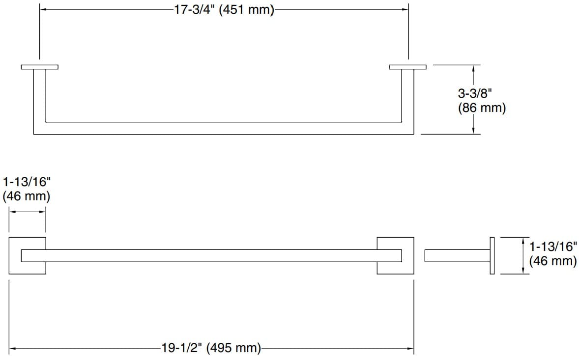Bản vẽ giá khăn đơn Kallista P32742