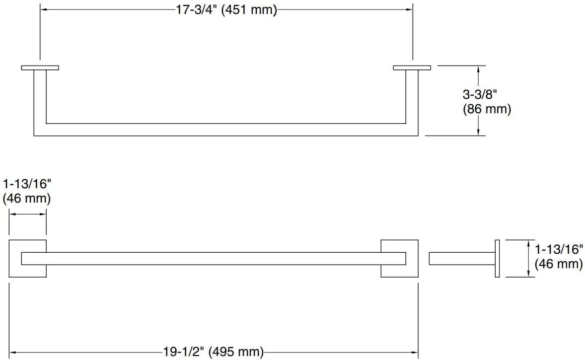 Bản vẽ giá khăn đơn Kallista P32742
