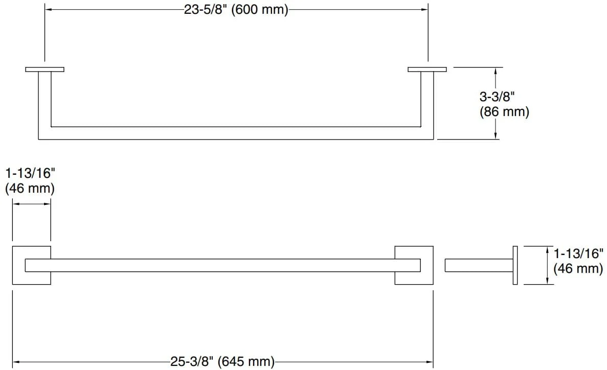 Bản vẽ giá khăn đơn Kallista P32743-00
