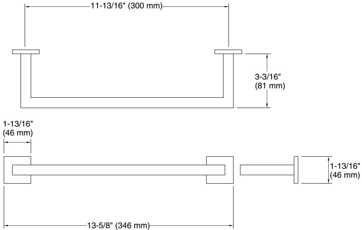 Bản vẽ giá khăn đơn Kallista P32744-00