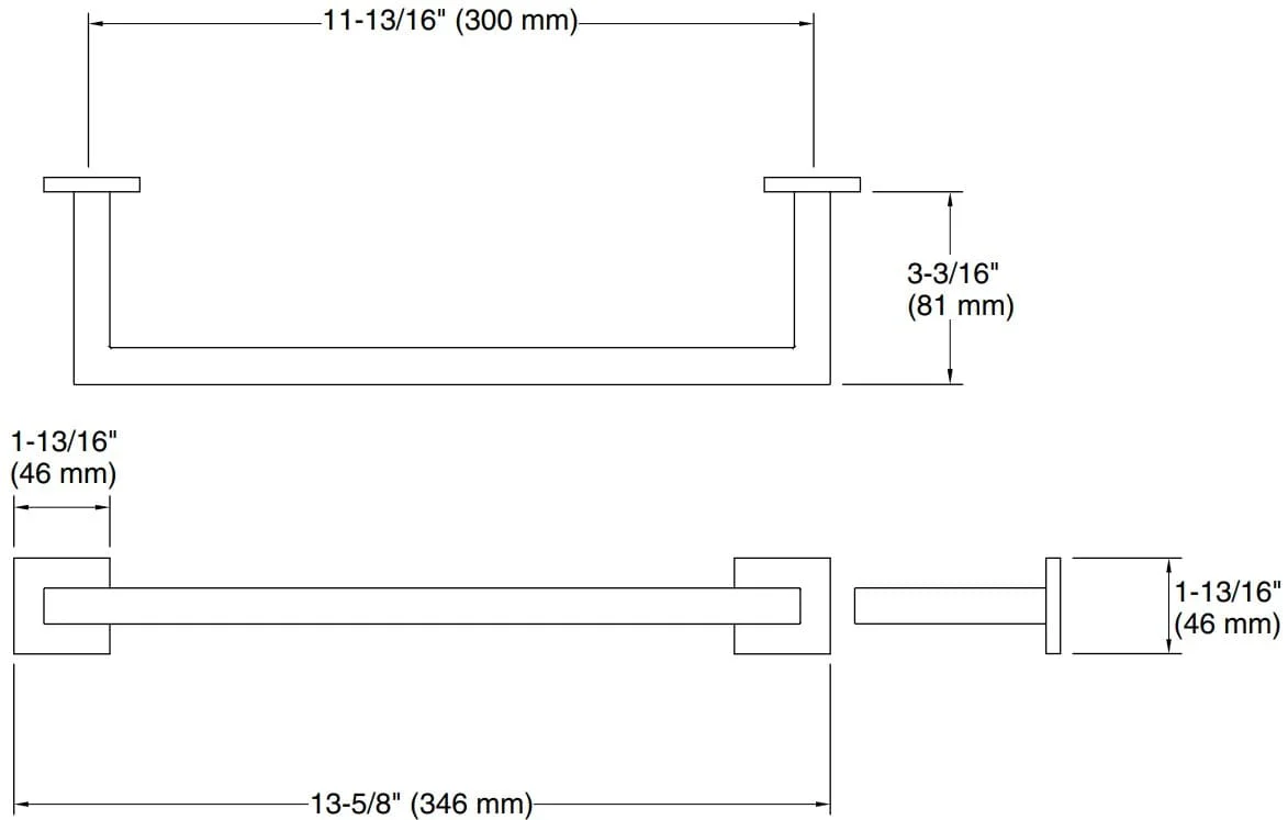 Bản vẽ giá khăn đơn Kallista P32744-00