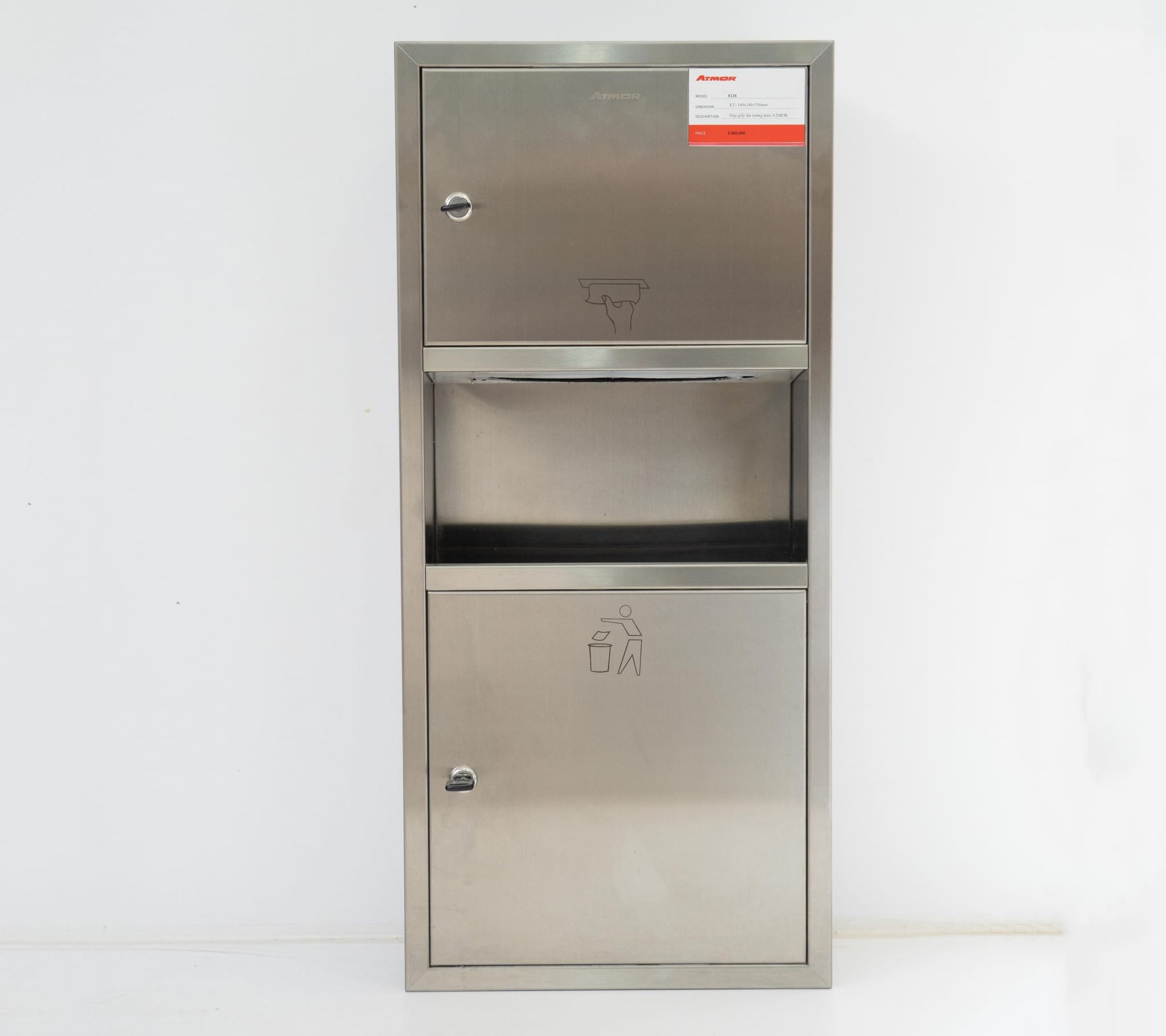 Hộp giấy vệ sinh inox 304 âm tường ATMOR 8128