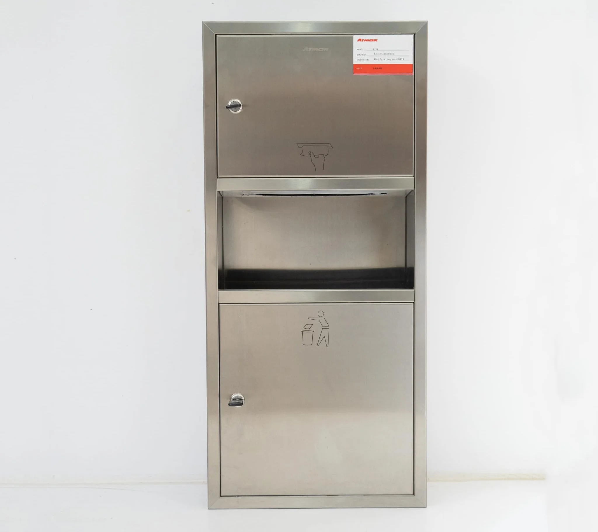 Hộp giấy vệ sinh inox 304 âm tường ATMOR 8128