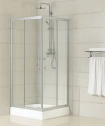 Cabin tắm đứng kính cửa lùa kèm đế Manhattan MQ1142 + P19( 1000x1000)