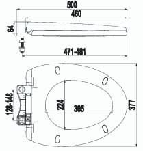 Bản vẽ kỹ thuật nắp bồn cầu rơi êm Hùng Anh HA27