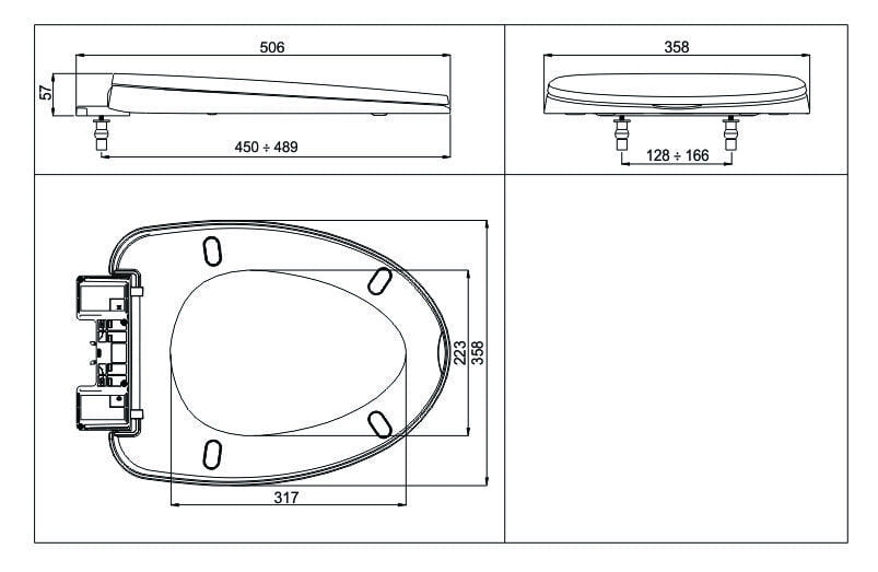 Bản vẽ kỹ thuật nắp bồn cầu rơi êm Hùng Anh HA33