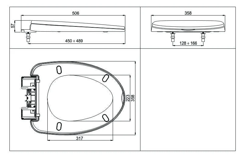 Bản vẽ kỹ thuật nắp bồn cầu rơi êm Hùng Anh HA33