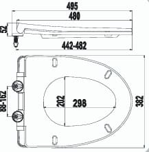 Bản vẽ kỹ thuật Nắp bồn cầu rơi êm Hùng Anh HA37