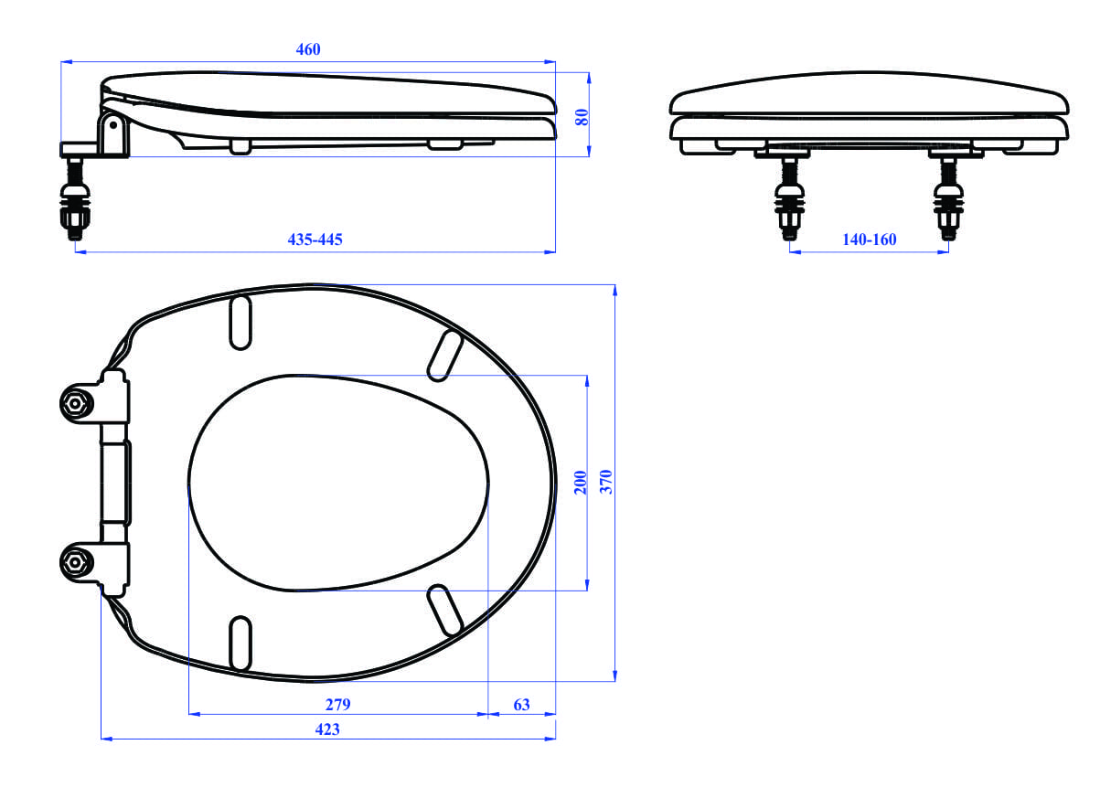 Bản vẽ kỹ thuật nắp bồn cầu rơi êm Hùng Anh HA09