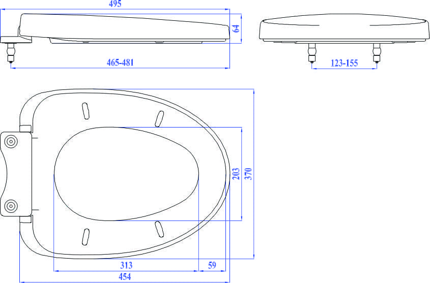Bản vẽ kỹ thuật nắp bồn cầu rơi êm Hùng Anh HA10