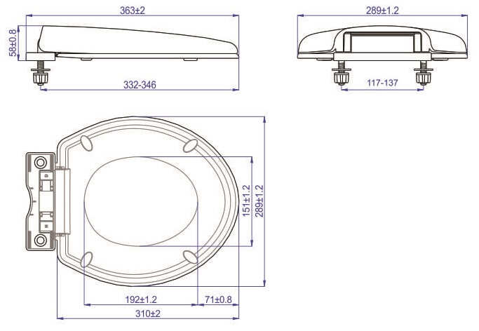 Bản vẽ kỹ thuật nắp bồn cầu rơi êm trẻ em Hùng Anh HA25