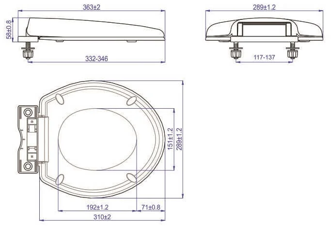 Bản vẽ kỹ thuật nắp bồn cầu rơi êm trẻ em Hùng Anh HA25