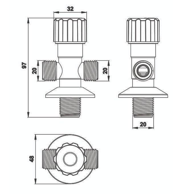 Bản vẽ kỹ thuật van chia nước Hùng Anh DV01