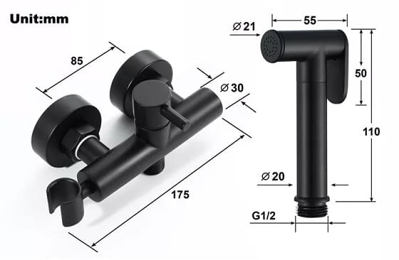 Vòi xịt vệ sinh nóng lạnh màu đen Miken F-7501B