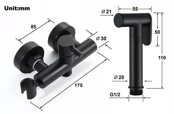 Vòi xịt vệ sinh nóng lạnh màu đen Miken F-7501B