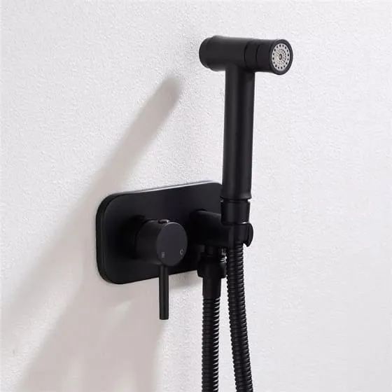 Vòi xịt vệ sinh nóng lạnh âm tường màu đen Miken F-7503B 