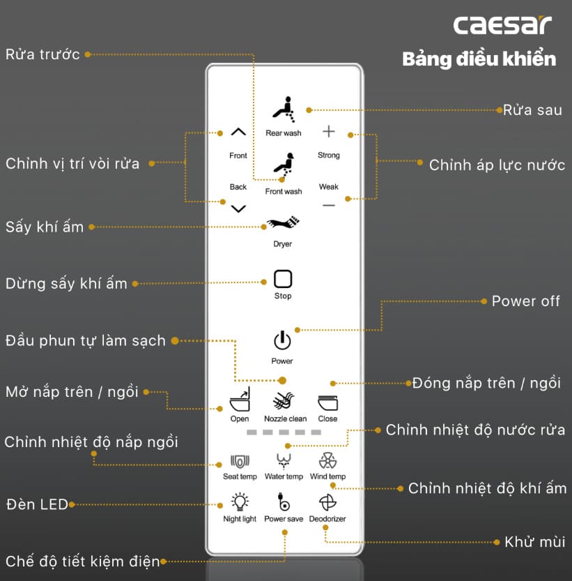  Nắp bồn cầu điện tử Caesar TAF512H