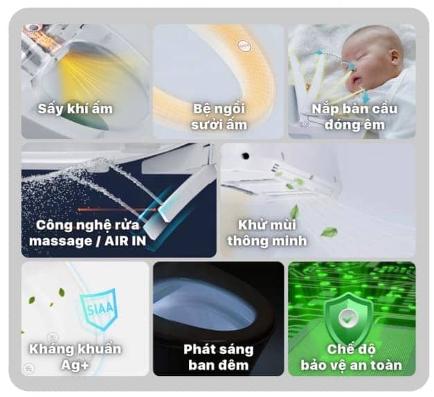 Bồn cầu 1 khối nắp điện tử Caesar C1364F+TAF710H 