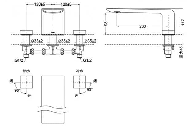 Bản vẽ kỹ thuật vòi xả bồn tắm gắn bồn TOTO TBP02201BA#PFG
