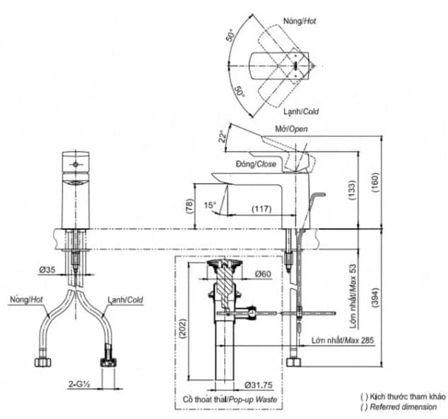 Bản vẽ kỹ thuật vòi chậu rửa mặt gật gù TOTO TLG07301B#BFG