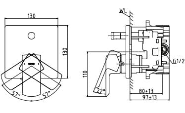 Bản vẽ kỹ thuật van diều chỉnh nóng lạnh TOTO TBG07304BB#MBL