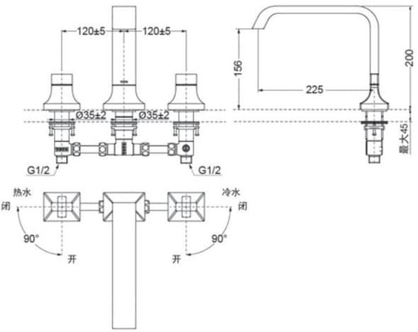 Bản vẽ kỹ thuật vòi xả bồn tắm TOTO TBG08201B