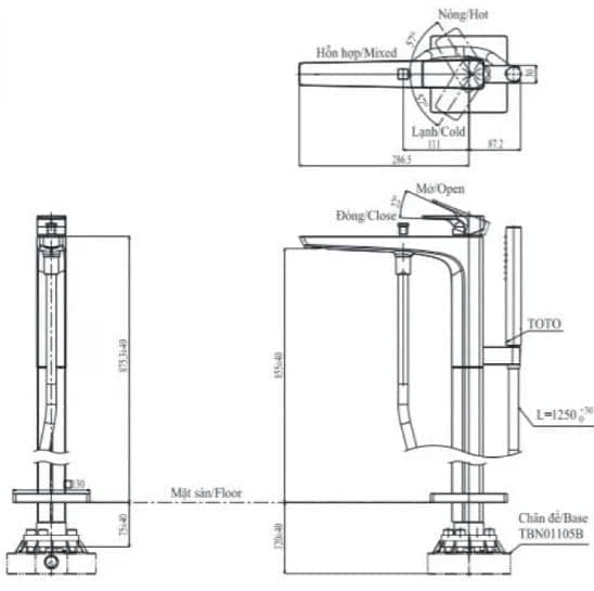 Bản vẽ kỹ thuật Vòi Chậu Rửa Mặt TOTO TLG08305B#BFG