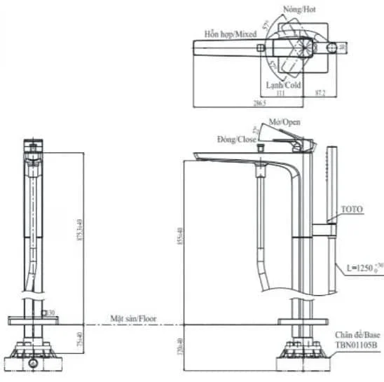 Bản vẽ kỹ thuật Vòi Chậu Rửa Mặt TOTO TLG08305B#BFG